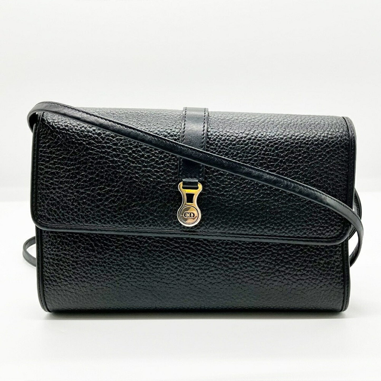 Dior Handbag Christian Pochette Shoulder Bag 2 Leather Black