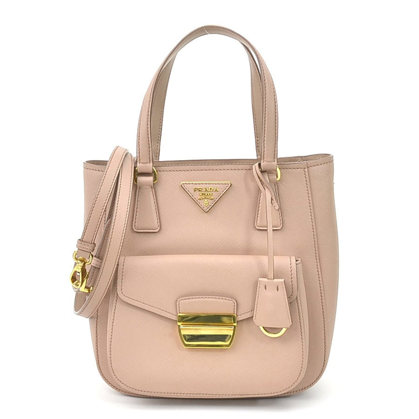 Prada Handbag Crossbody Shoulder Bag Ladies Leather Beige Pink