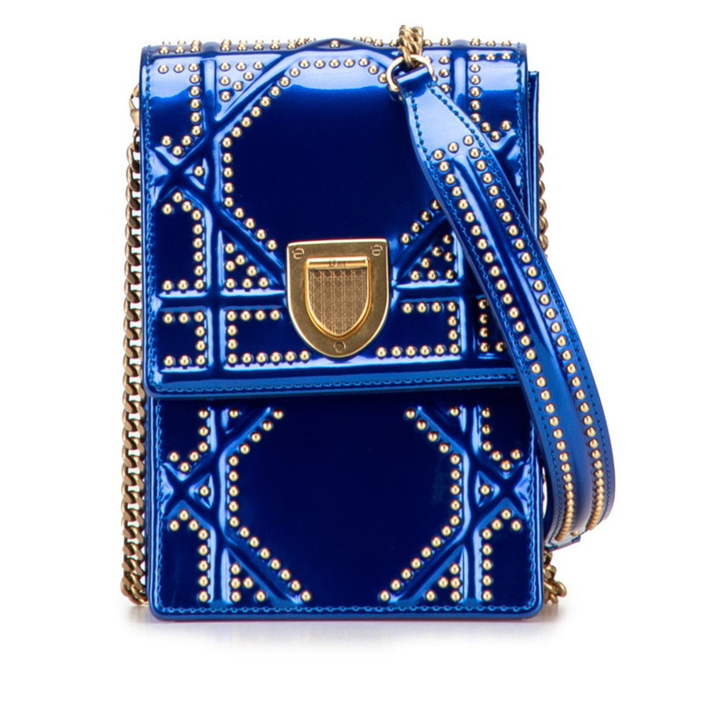 Dior Handbag Christian Shoulder Bag 4 Leather Blue
