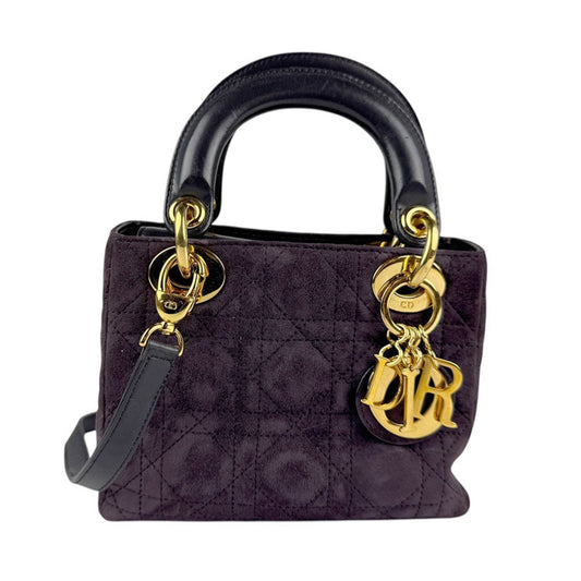 Dior Handbag Christian Shoulder Bag Leather Suede Black Leather Shoulder Bag