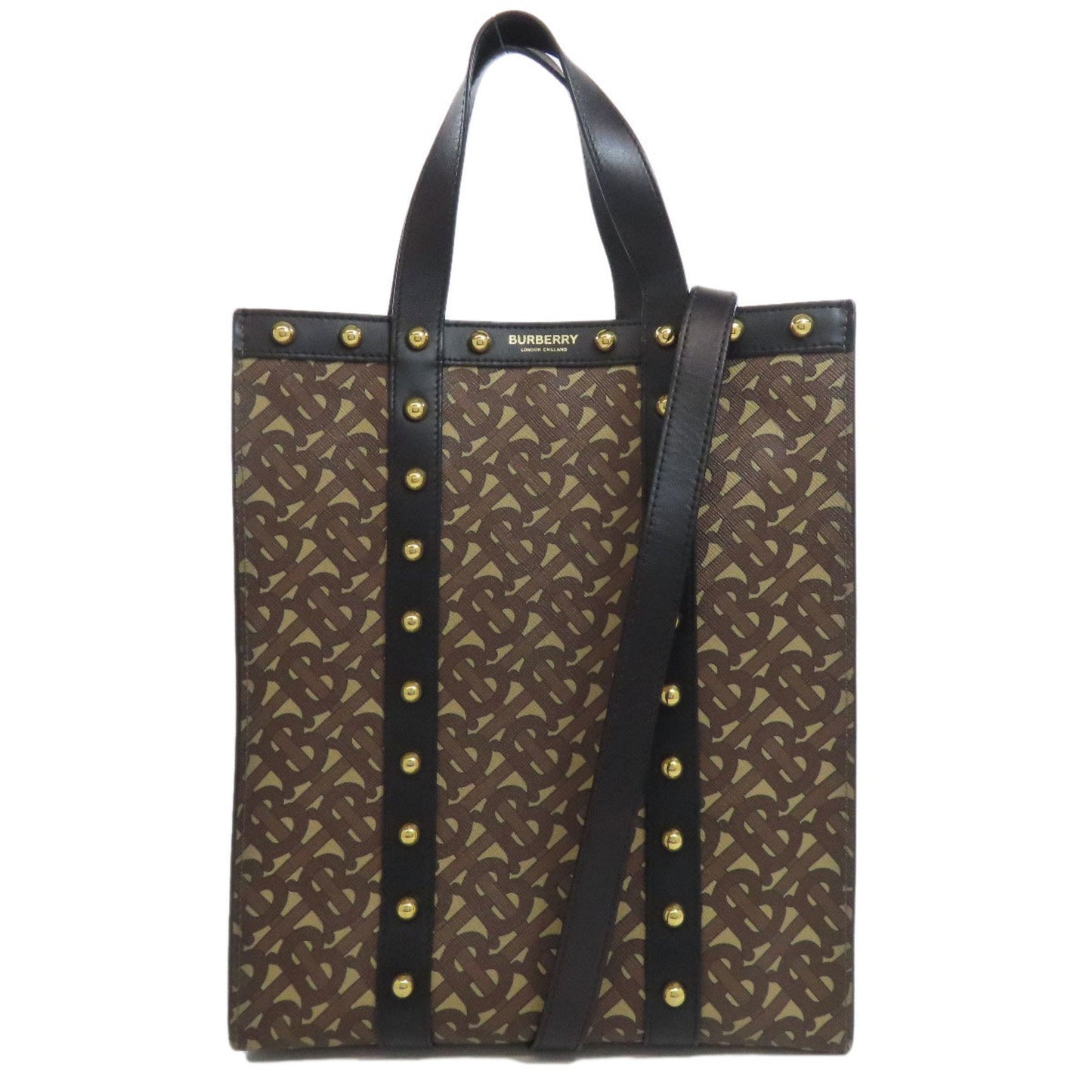 Burberry Pvc Tote Bag Leather Black Brown Tote Bag 2