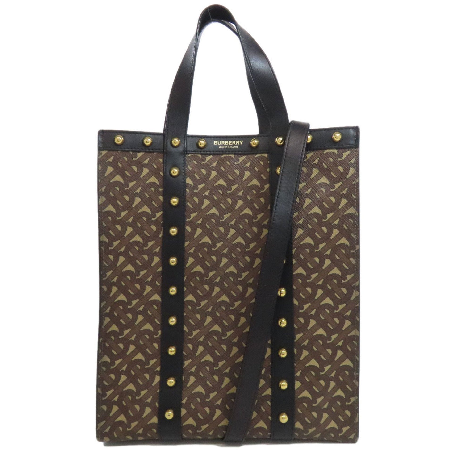 Burberry Pvc Tote Bag Leather Black Brown Tote Bag 2