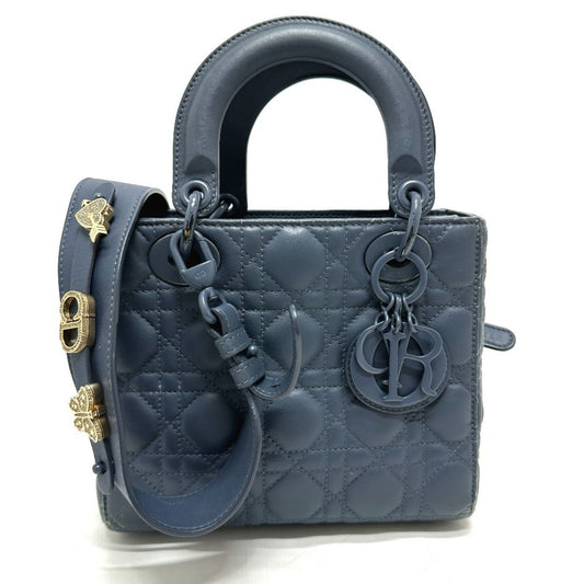 Dior Handbag Christian Shoulder Bag 12 Leather Blue