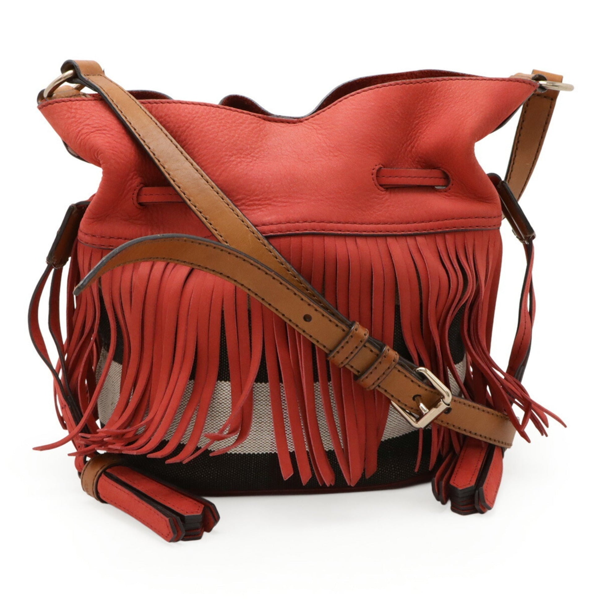 Burberry Color Shoulder Bag Leather Canvas Suede