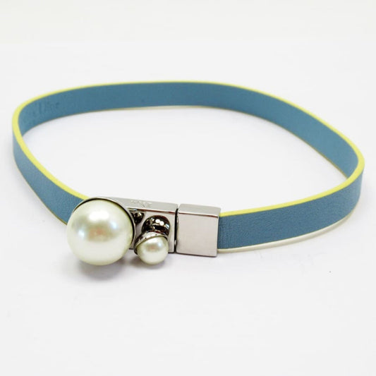 Dior Handbag Christian Choker Leather White Blue