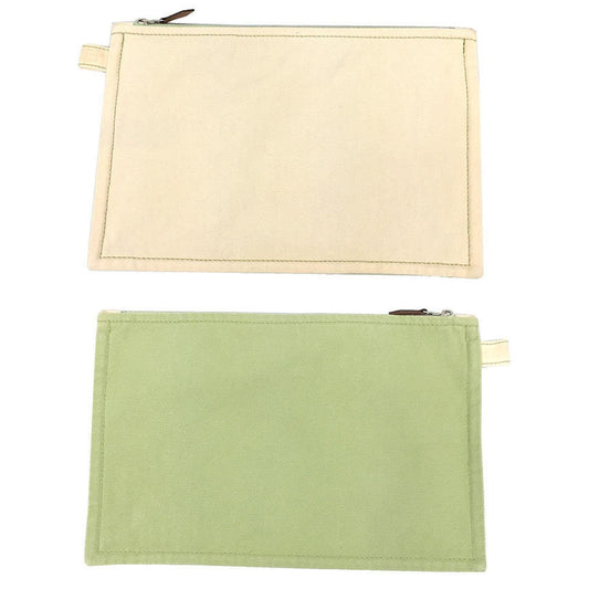 Hermes Lime Cotton Clutch Bag Pouch Canvas Green Cream Clutch Bag Pouch