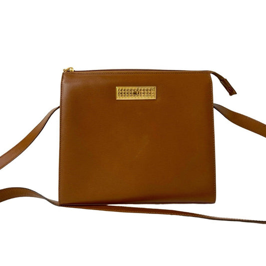 Dior Handbag Christian Pochette Shoulder Bag Leather Brown