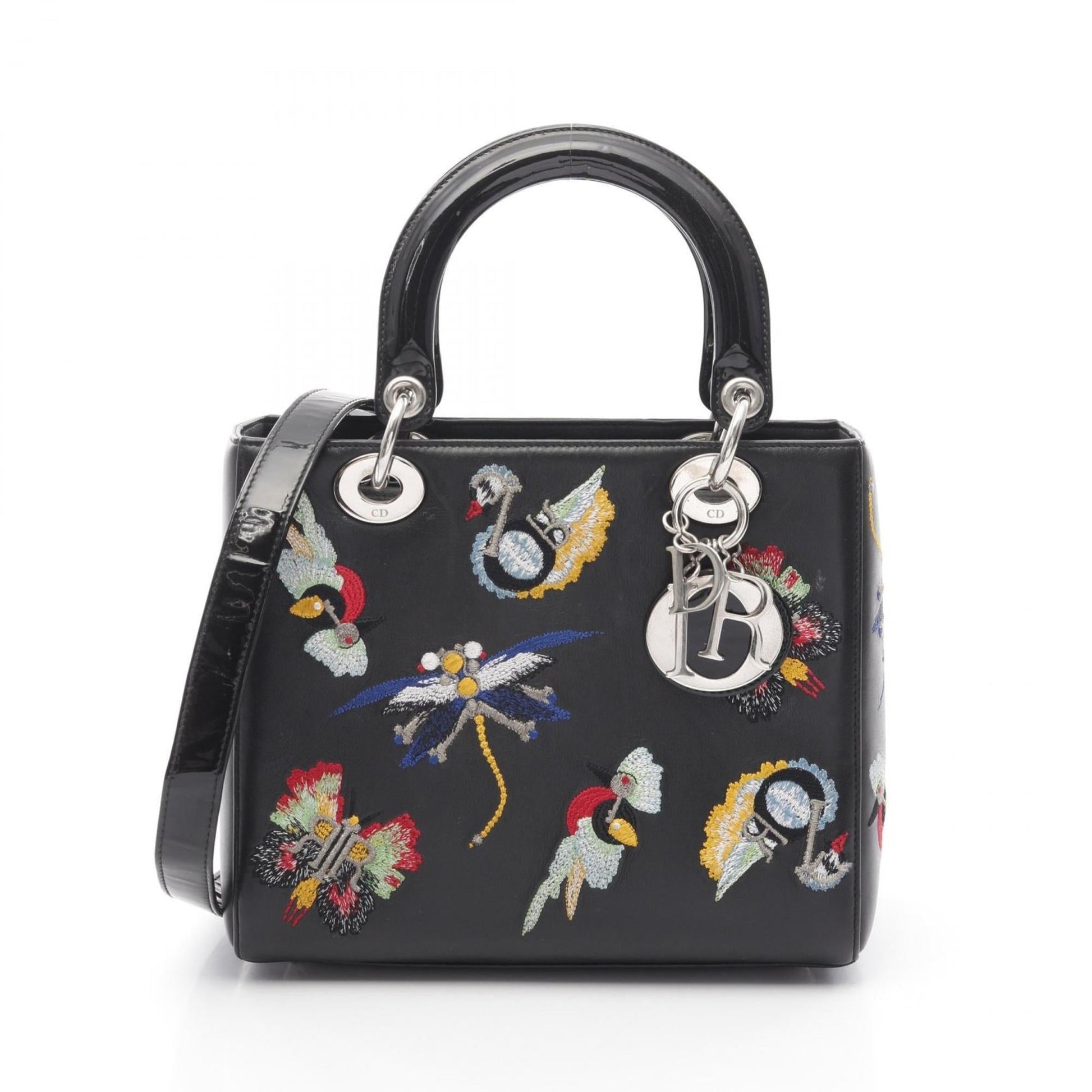 Dior Handbag Christian Lady Leather Black