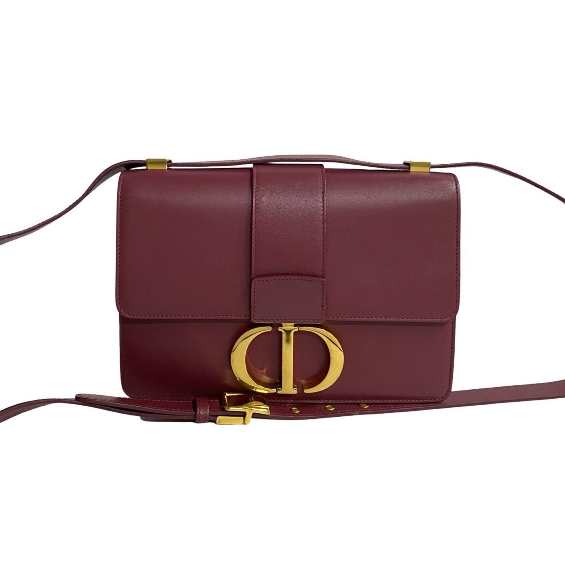 Dior Handbag Christian Wine Pochette Shoulder Bag Leather Pink Gold