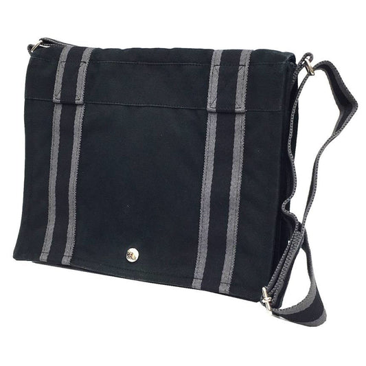 Hermes Fourre Tout Messenger Bag Shoulder Bag Canvas Black