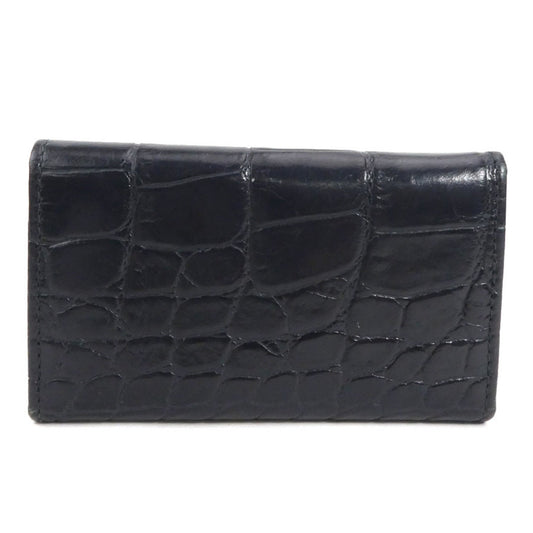 Prada Key Case Unisex Luxury Handbag Leather Black Embossed Travel Bag