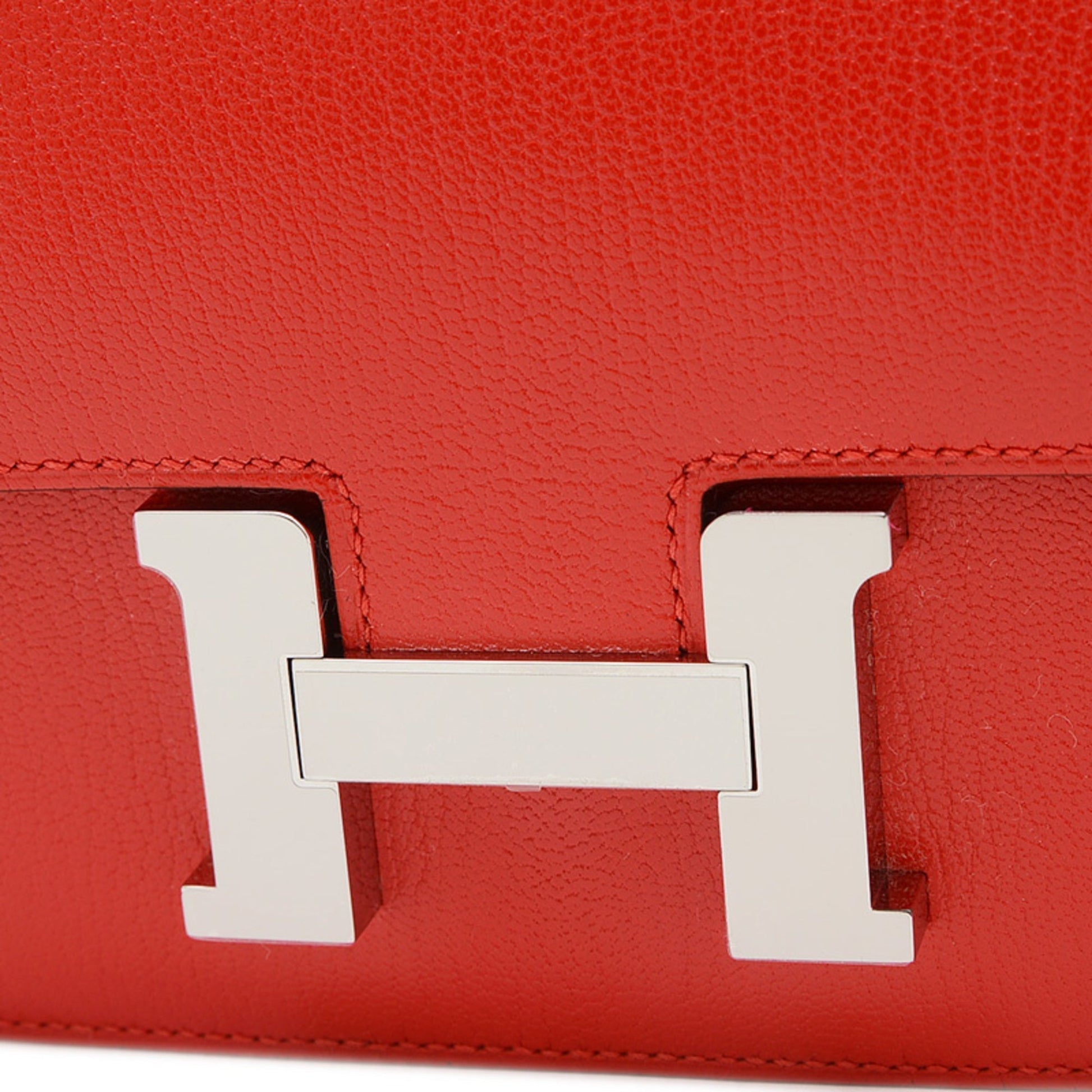 Hermes Constance Chevre Shoulder Bag Leather Silver