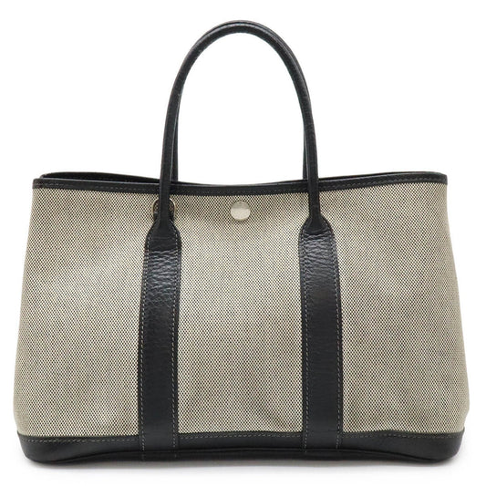 Hermes Garden Toile Handbag Tote Bag Leather Black Gray Handbag Tote Bag
