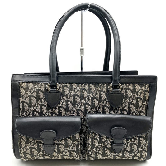 Dior Handbag Christian Tote Bag 4 Leather Canvas Black