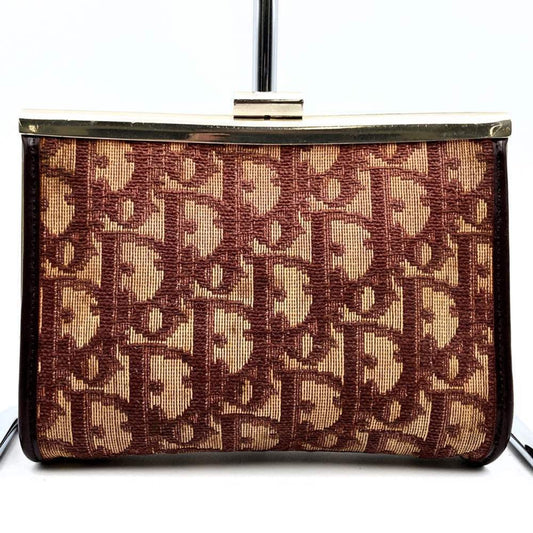 Dior Handbag Christian Color Pouch Canvas Beige Red Satchel Bag