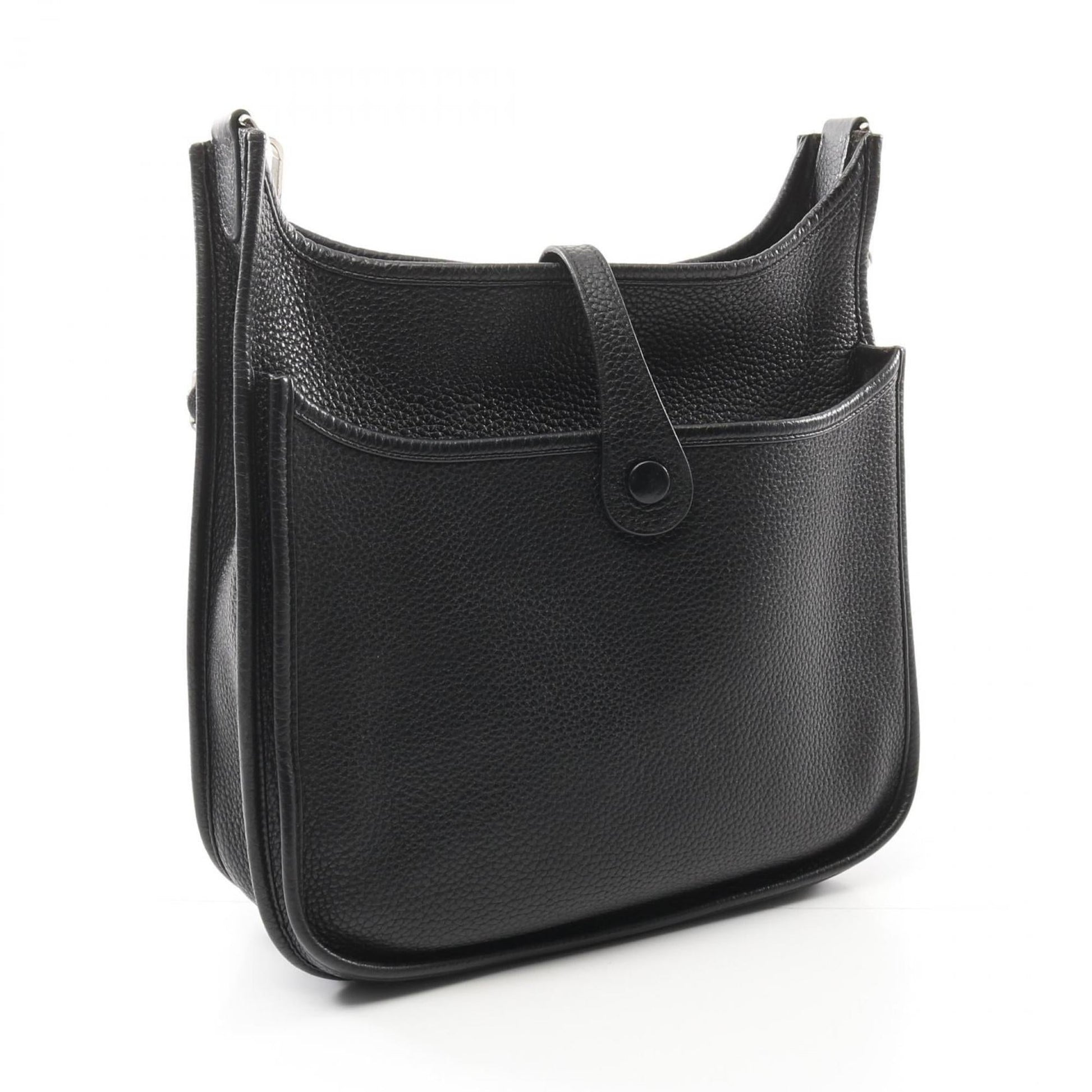 Hermes Evelyne Taurillon Clemence Shoulder Bag Leather Black