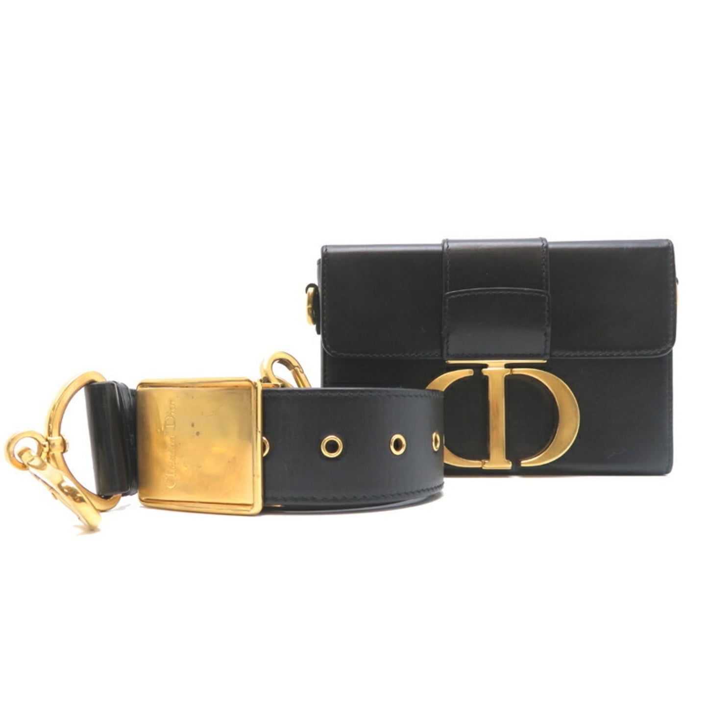 Dior Handbag Christian Shoulder Bag 37 Leather Black