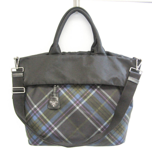 Prada Reversible Bag Women Unisex Tote Bag Dark Nylon Black Blue