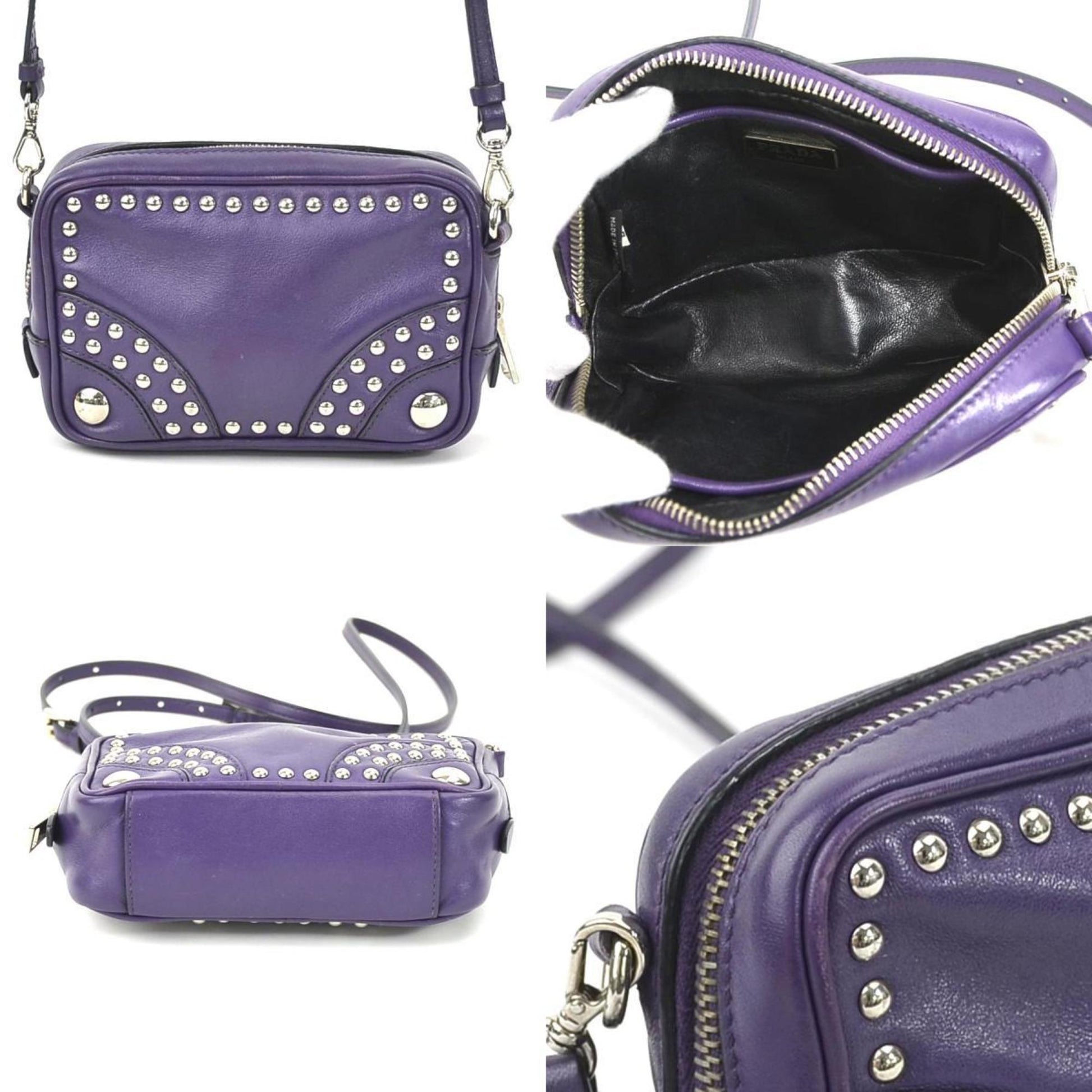 Prada Crossbody Shoulder Bag Ladies Leather Purple