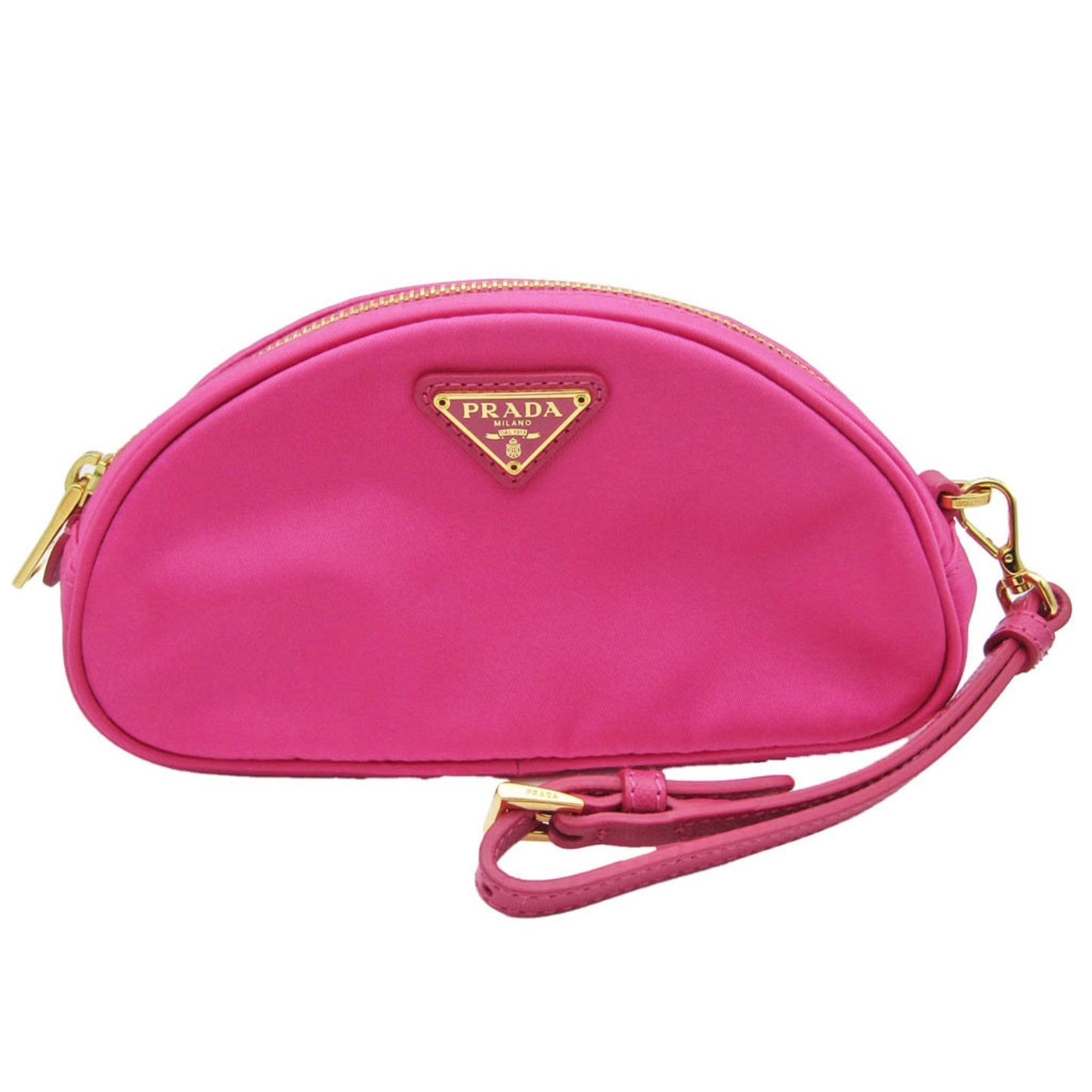 Prada Women Pouch Luxury Handbag Leather Nylon Pink Clutch Bag