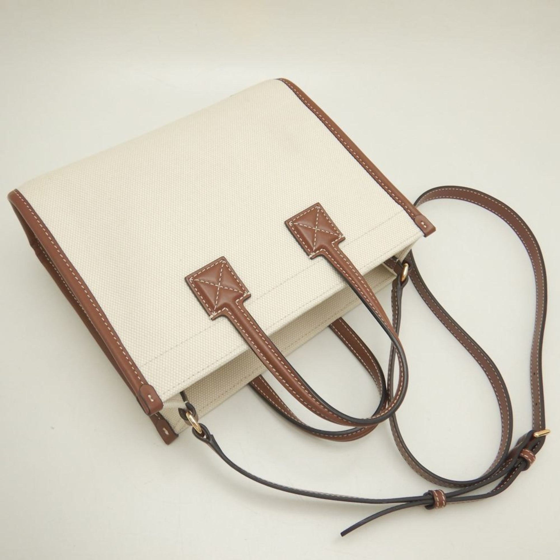 Burberry Tote Bag Leather Canvas