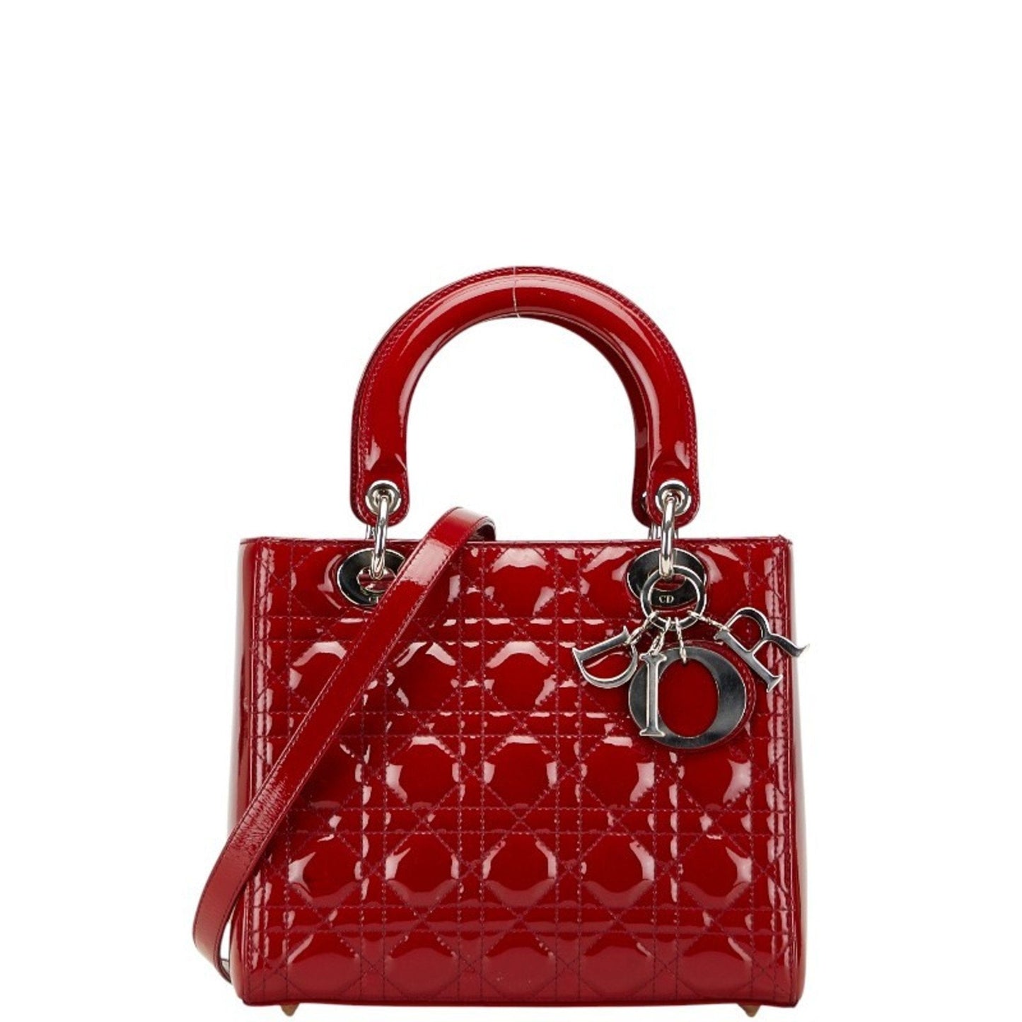 Dior Handbag Christian Lady Color Shoulder Bag 2 Leather Patent Red