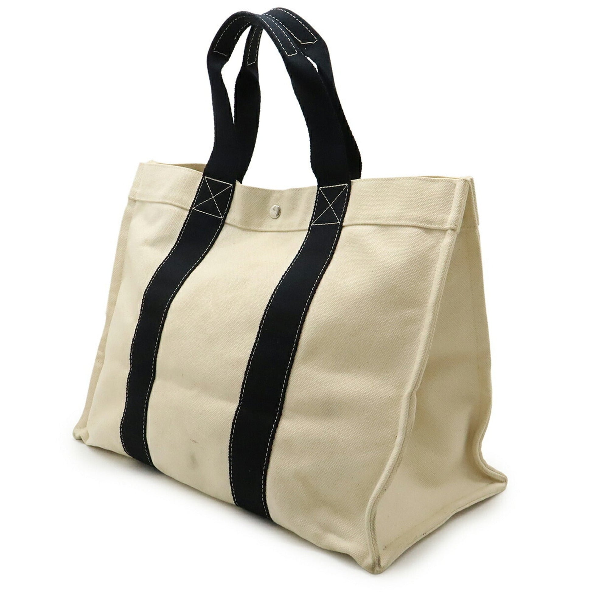 Hermes Bora Bora Natural Yellow Tote Bag Canvas Black