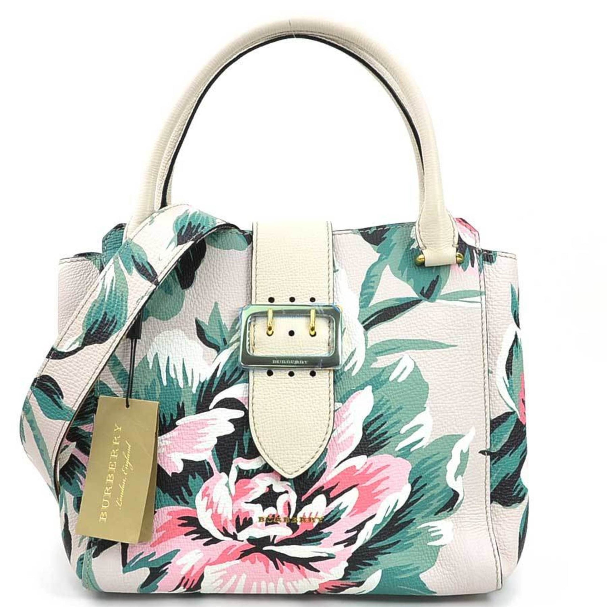 Burberry Light Multi Color Handbag Shoulder Bag Leather Beige