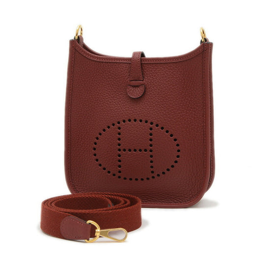 Hermes Rouge Taurillon Clemence Shoulder Bag Leather