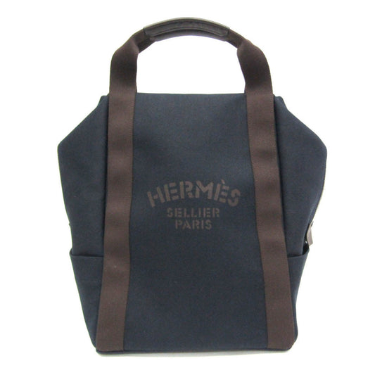 Hermes Toile Chevron Backpack Leather Navy