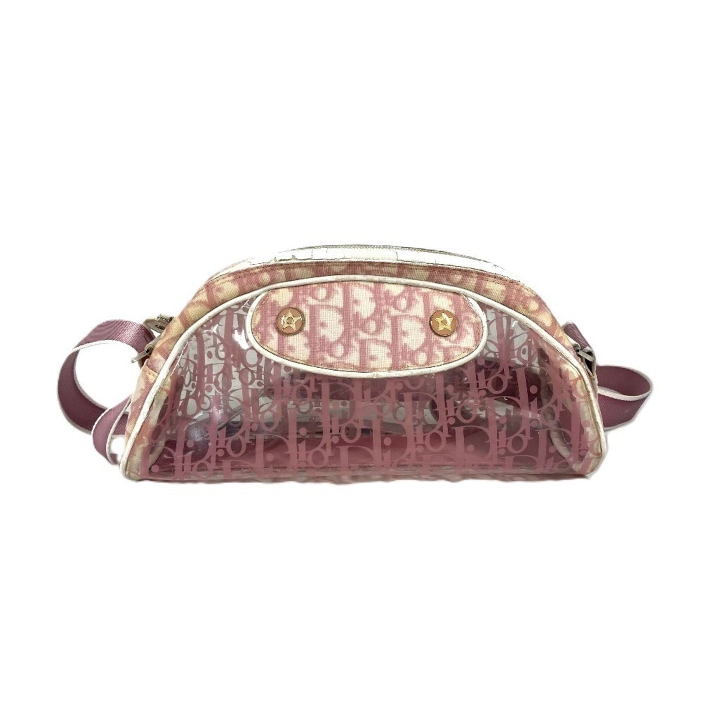 Dior Handbag Christian Pvc Pouch Shoulder Bag Leather Pink