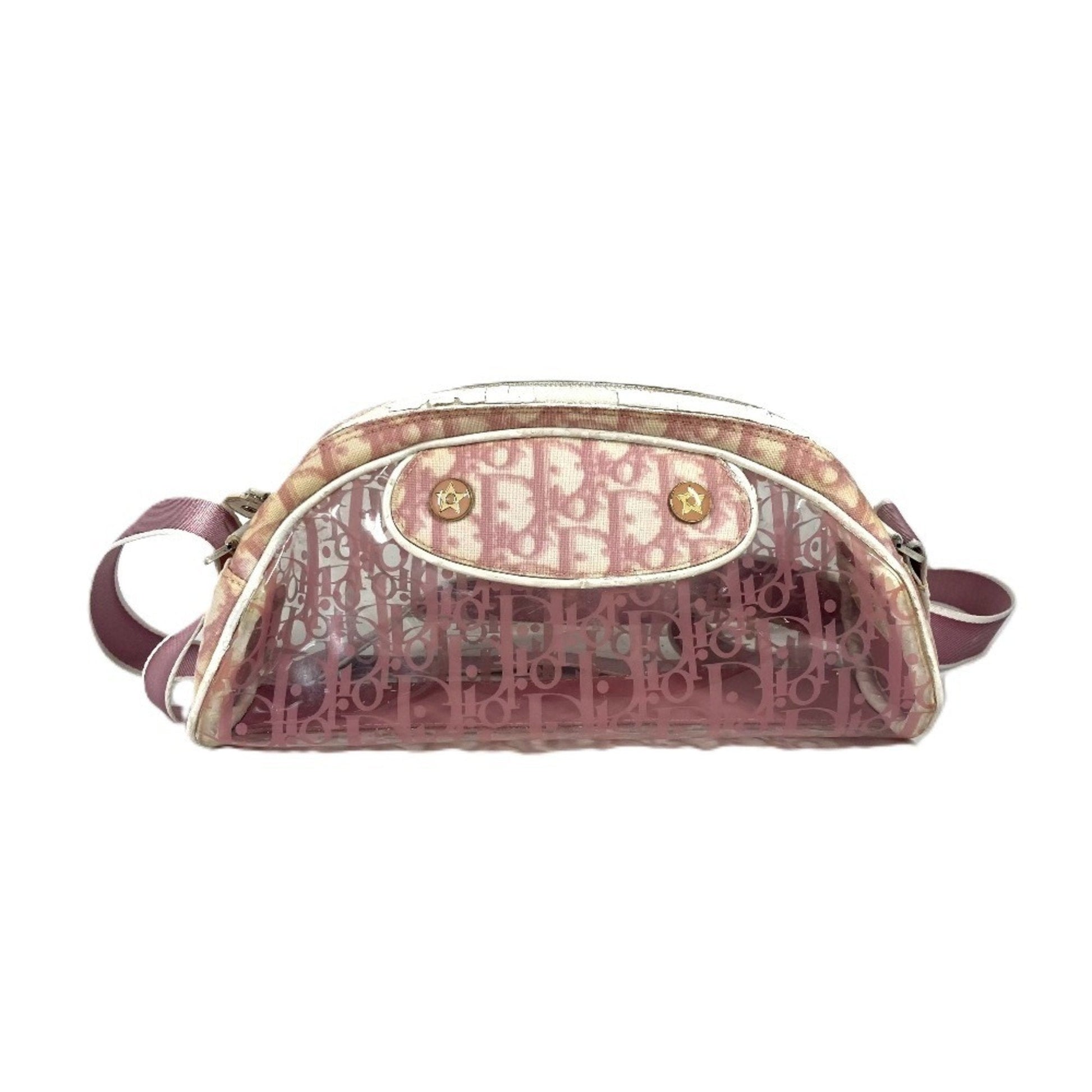 Dior Handbag Christian Pvc Pouch Shoulder Bag Leather Pink