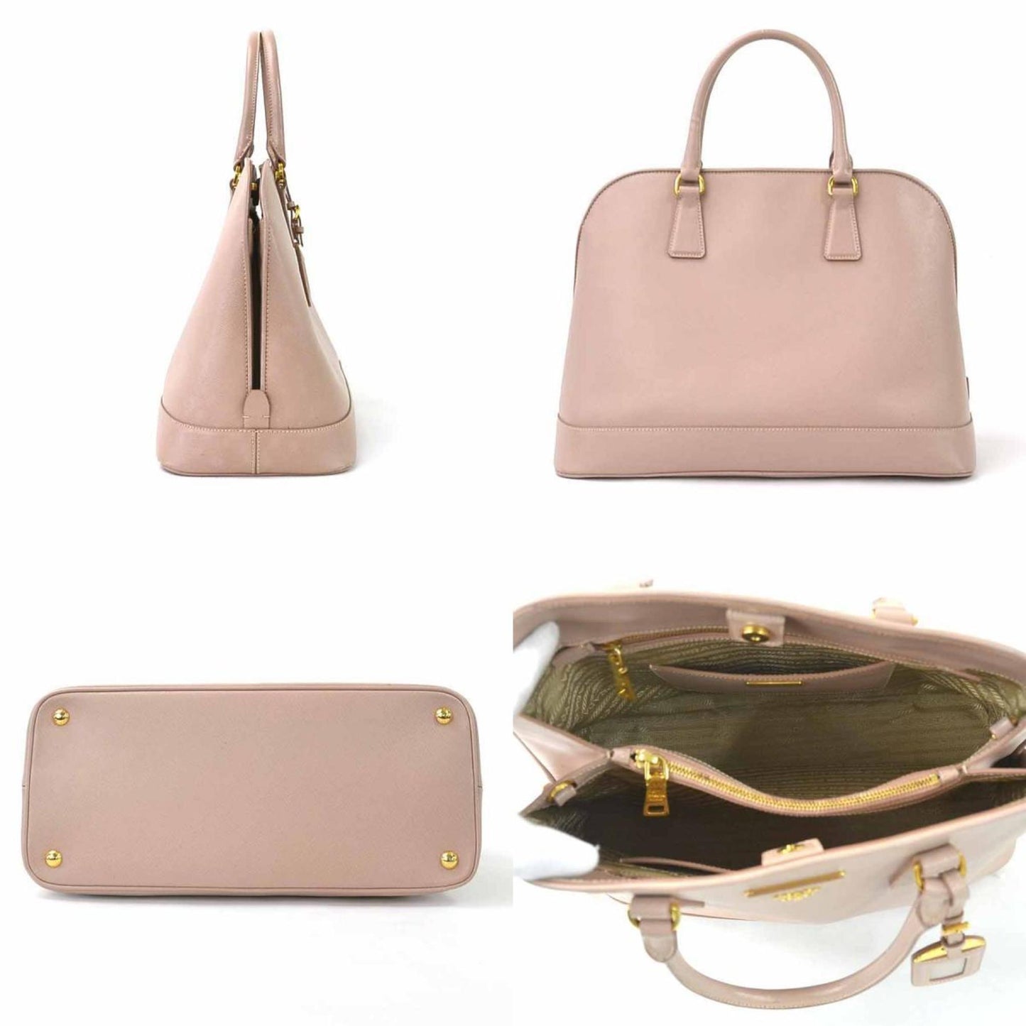 Prada Handbag Shoulder Bag Ladies Leather Beige Pink Gold Ladies Elagzxkjj
