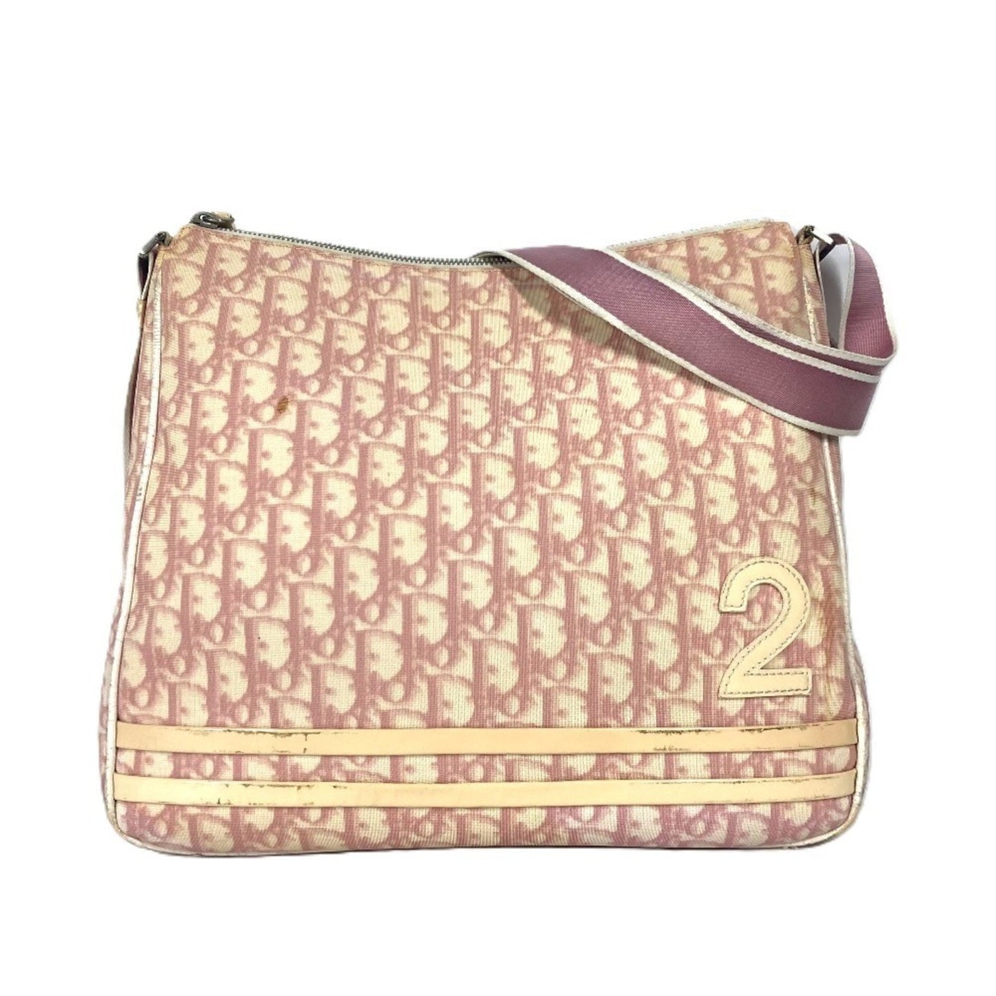 Dior Handbag Christian Trotter Pvc Shoulder Bag Leather White Pink