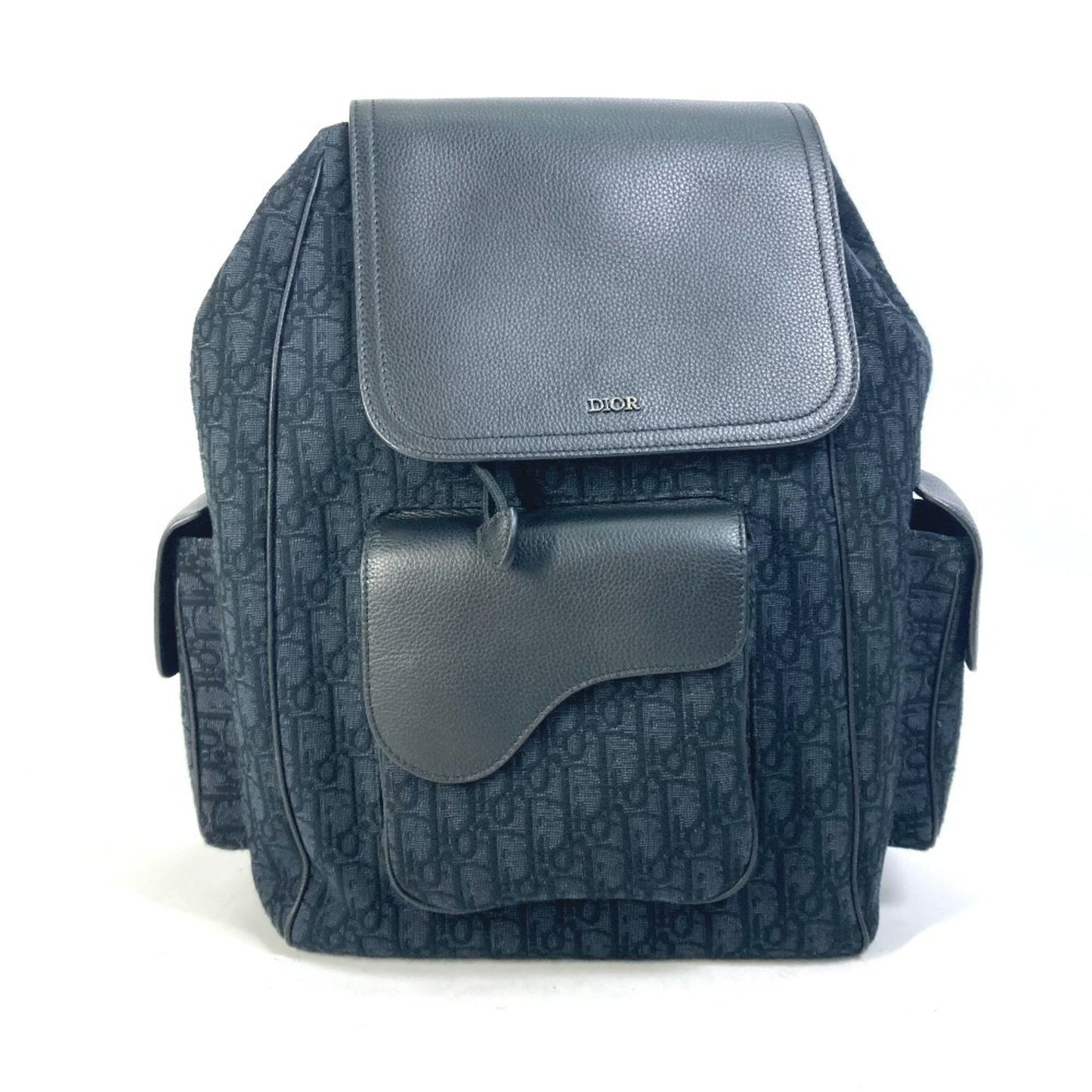Dior Handbag Christian Backpack Leather Canvas Black Canvas Leather Backpack