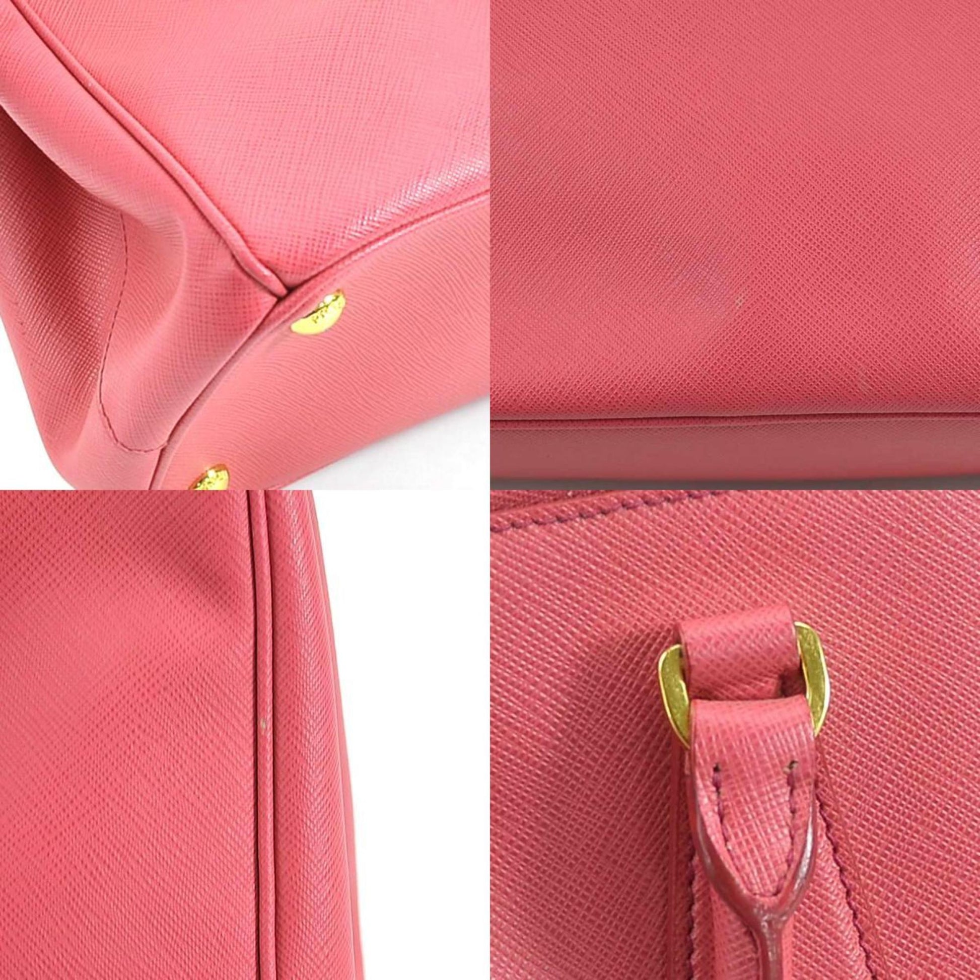 Prada Handbag Shoulder Bag Ladies Leather Pink Gold
