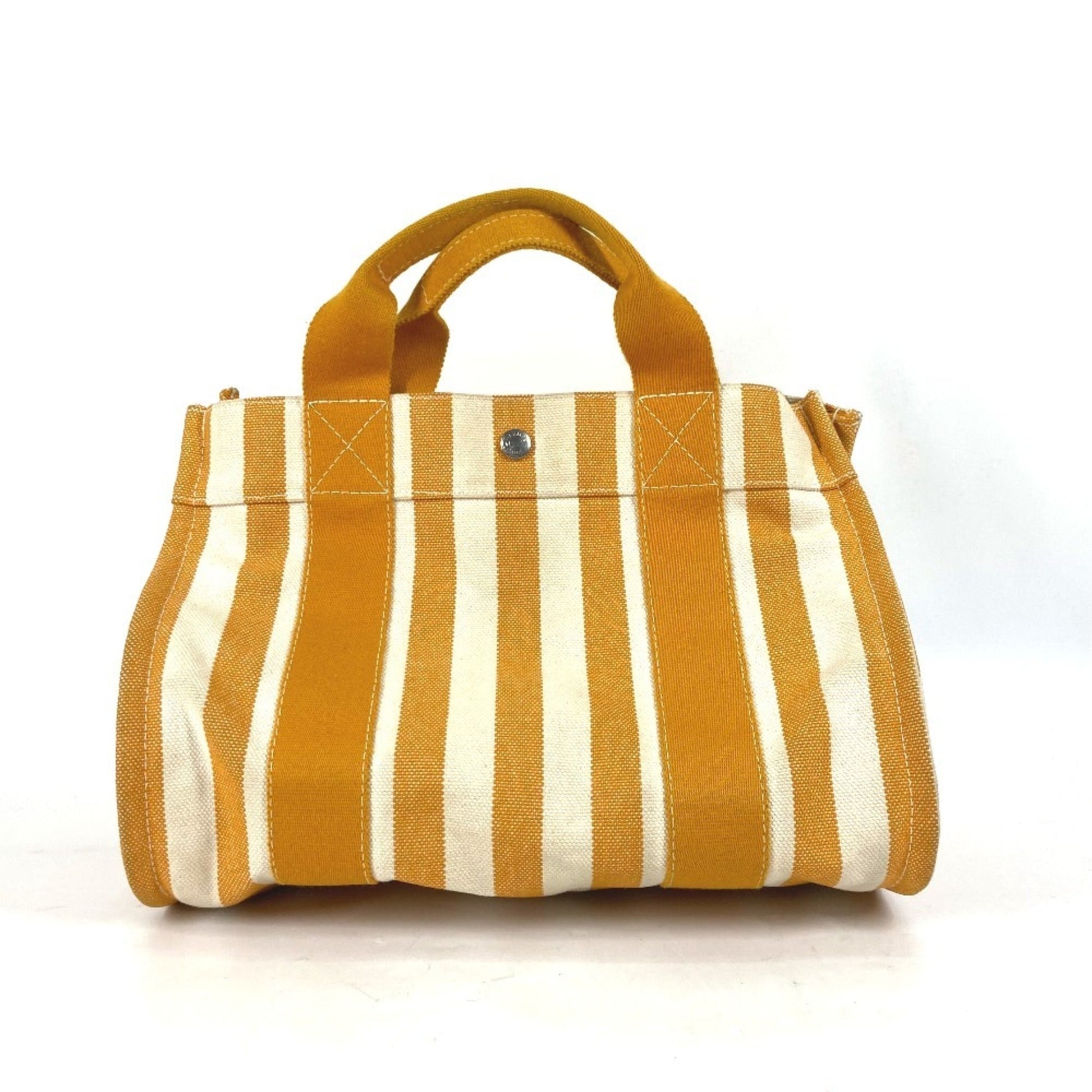 Hermes Handbag Tote Bag Canvas White Orange