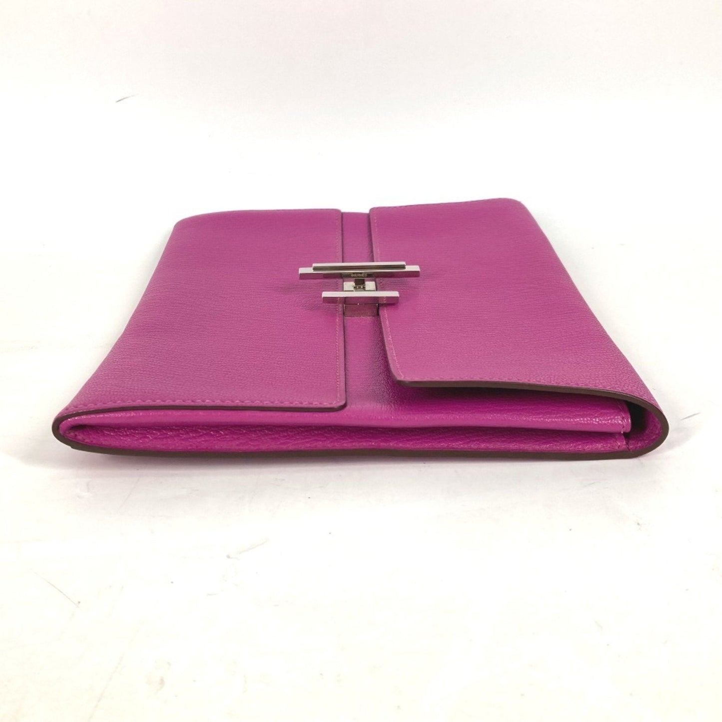 Hermes Rose Chevre Clutch Bag Pouch Leather Pink Purple