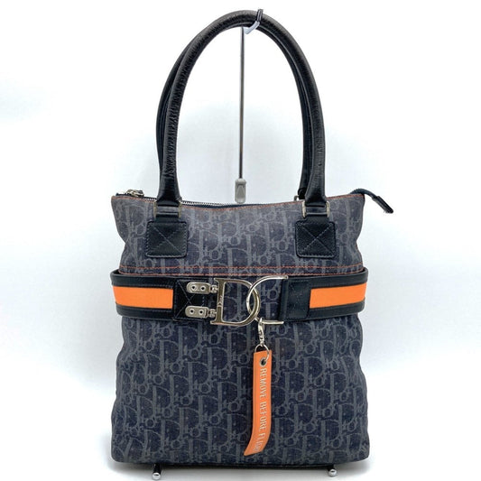 Dior Handbag Christian Tote Bag Leather Denim Blue