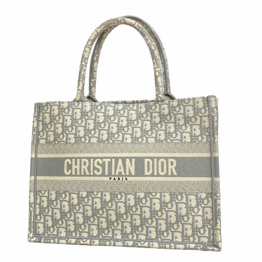 Dior Handbag Christian Tote Bag Canvas White Gray