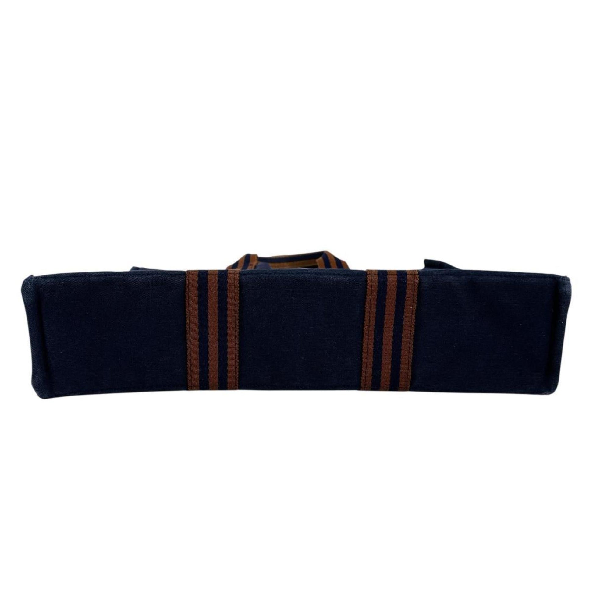 Hermes Cotton Handbag Tote Bag Navy