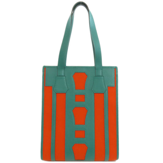 Hermes Tote Bag Leather Canvas Green