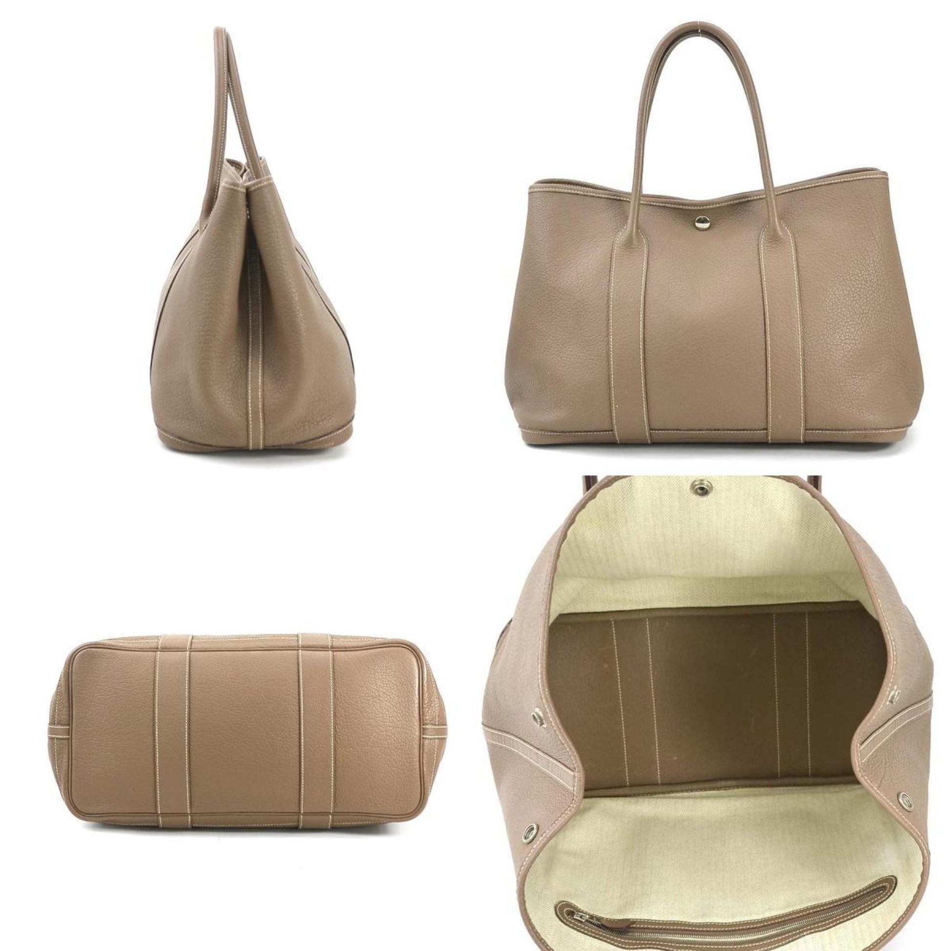 Hermes Etoupe Handbag Tote Bag Leather Gray