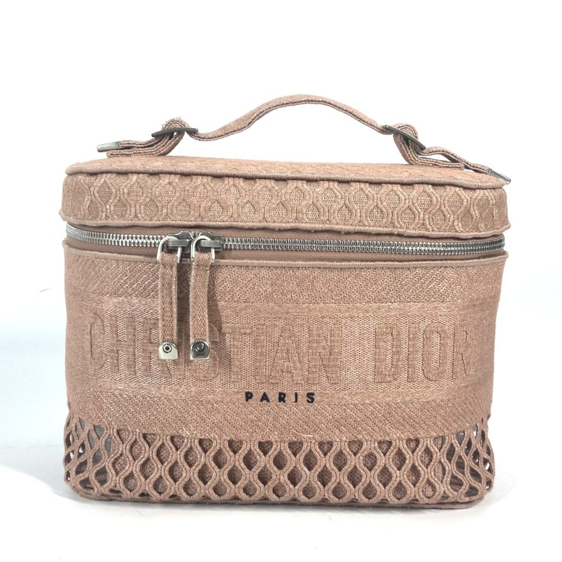 Dior Handbag Christian Vanity Bag Canvas Pink