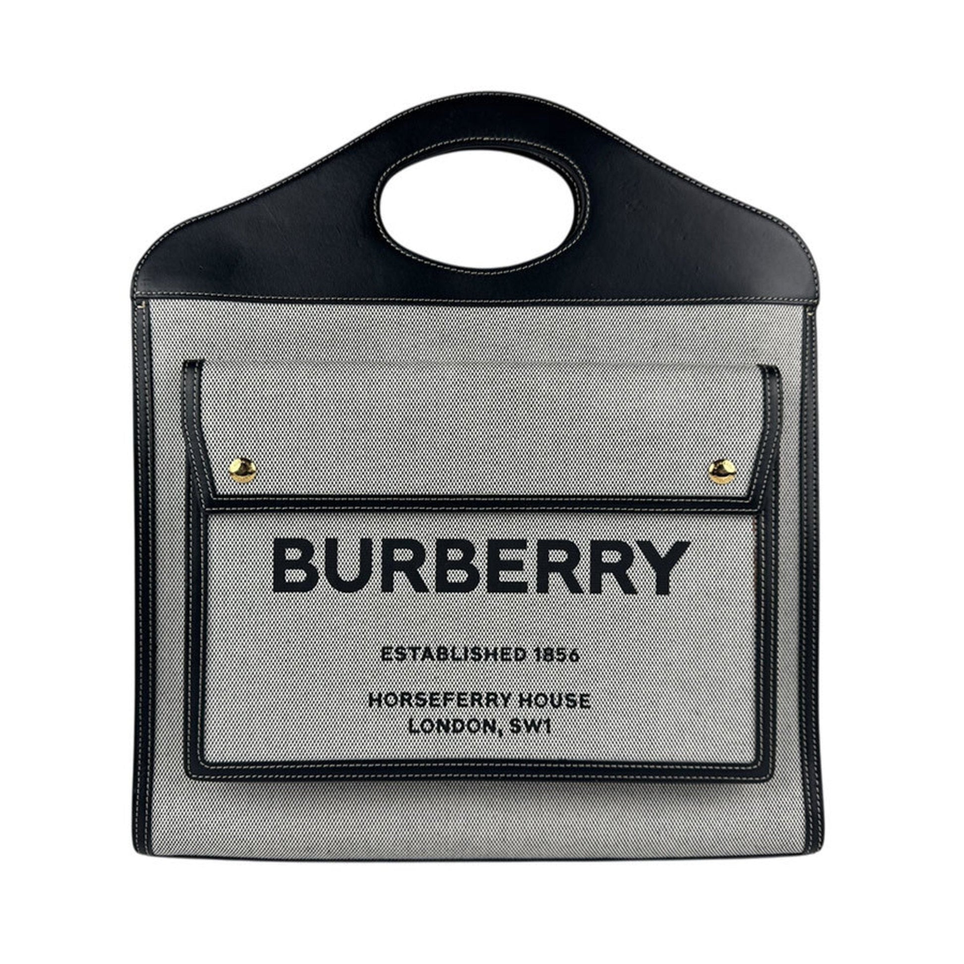 Burberry Handbag Shoulder Bag Leather Canvas Black 2