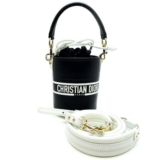 Dior Handbag Christian Shoulder Bag 4 Leather White Navy