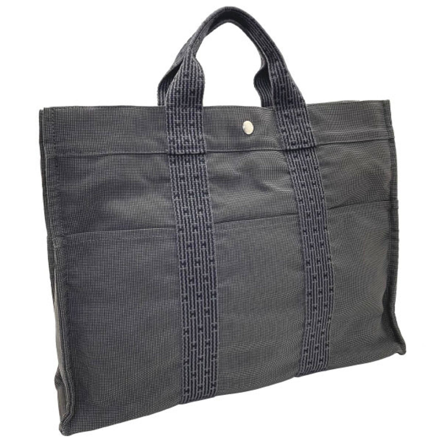Hermes Her Line Tote Bag Canvas Nylon Gray