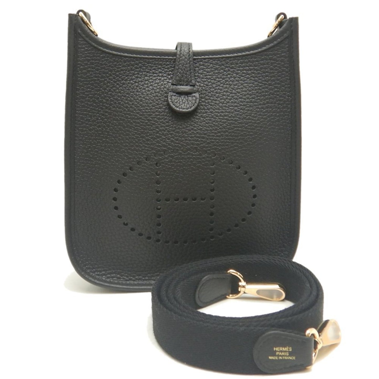 Hermes Evelyne Taurillon Clemence Shoulder Bag Leather Black Shoulder Bag 7