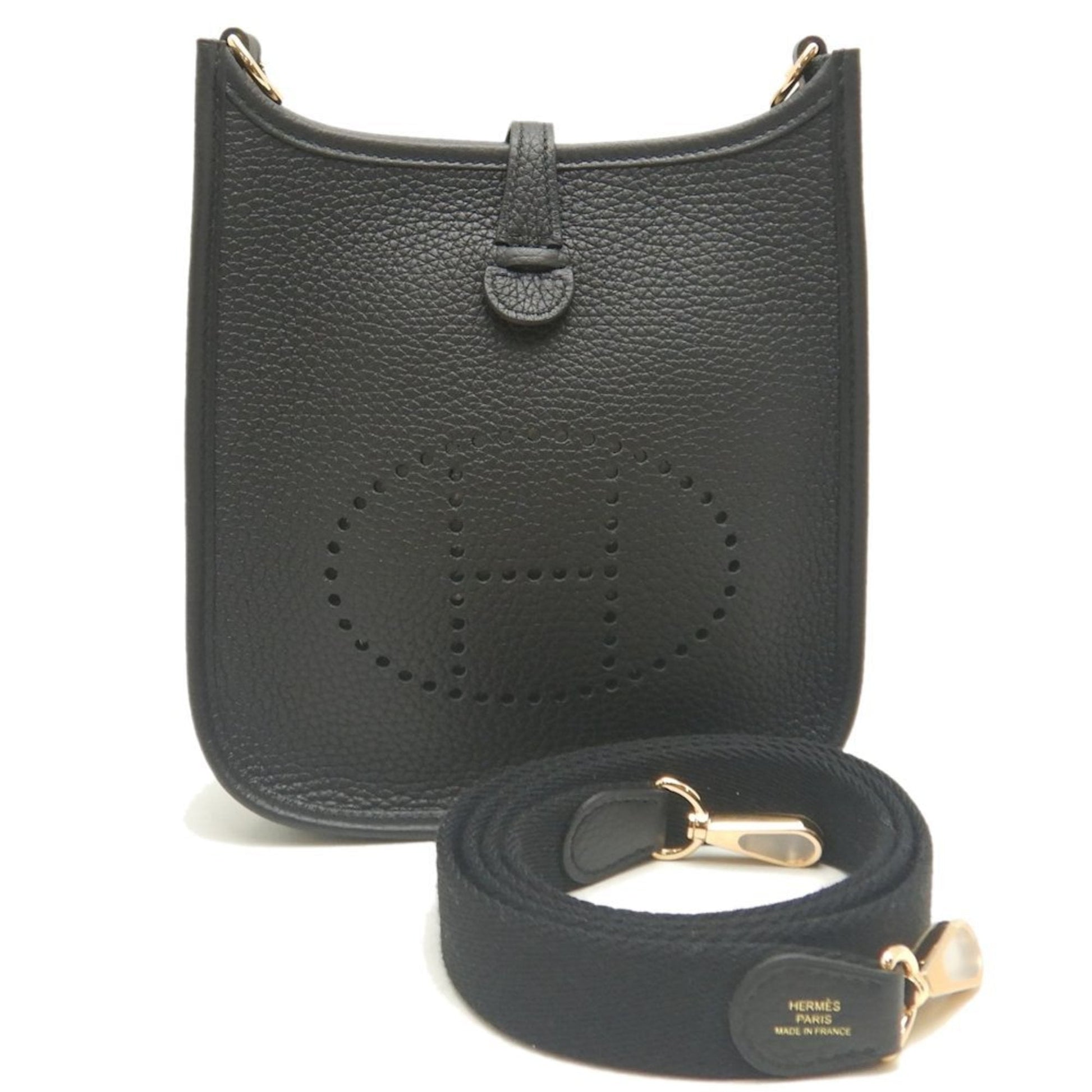 Hermes Evelyne Taurillon Clemence Shoulder Bag Leather Black Shoulder Bag 7