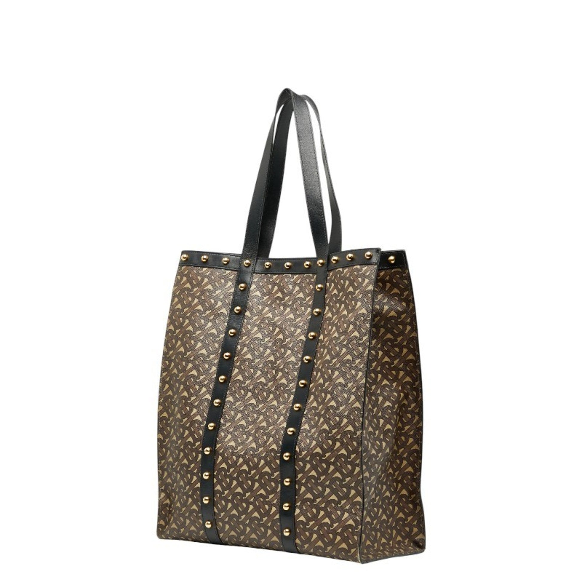 Burberry Pvc Tote Bag Leather Black Brown